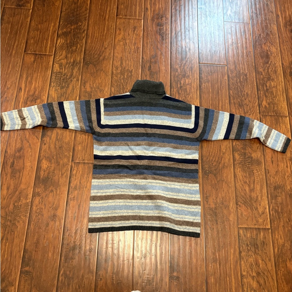 The Limited Men's Turtleneck Lambswool Sweater - Blue, Gray, Black Stripes